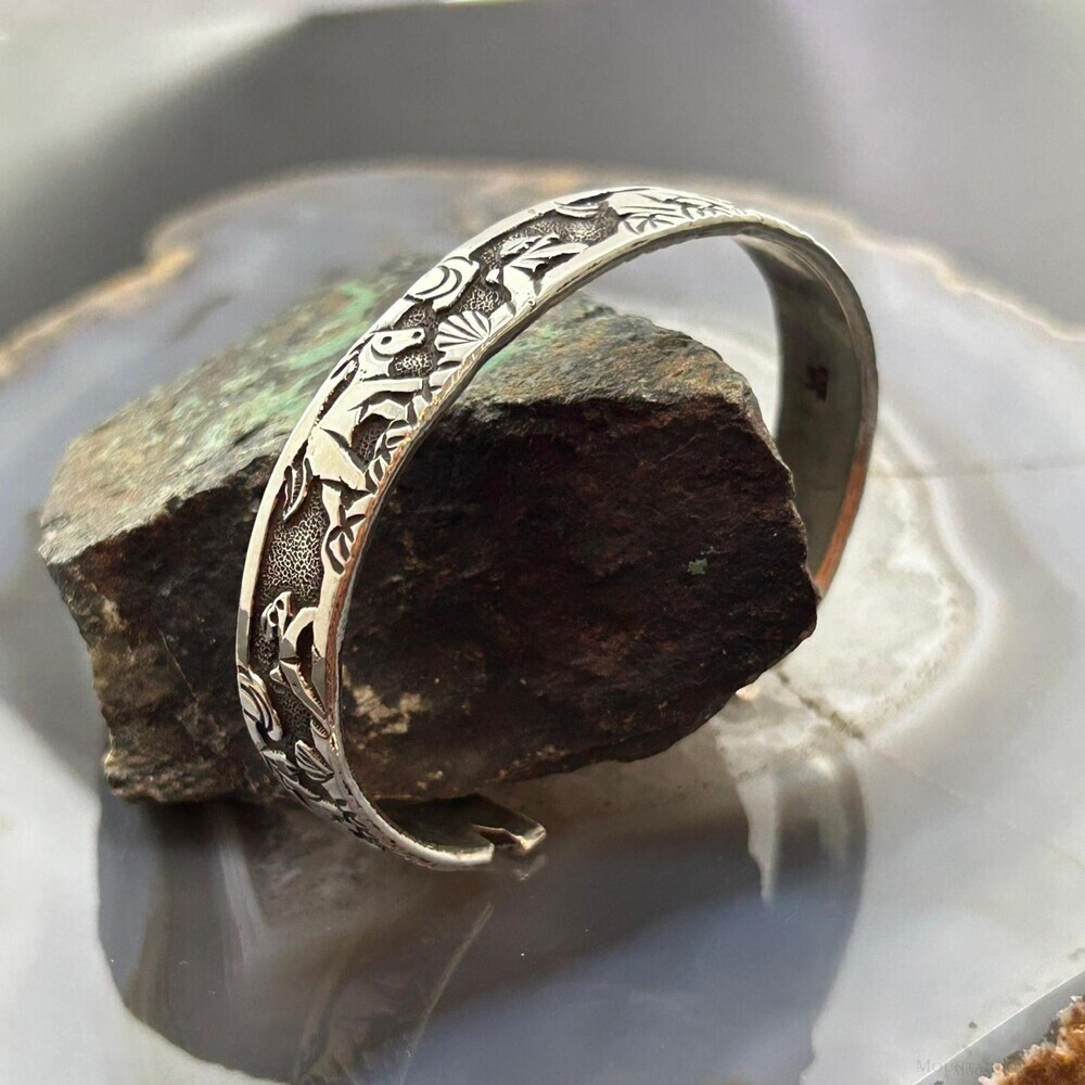 Lloyd Becenti Native American Sterling Horses in The Wild Storyteller Bracelet#1 - Picture 5 of 10